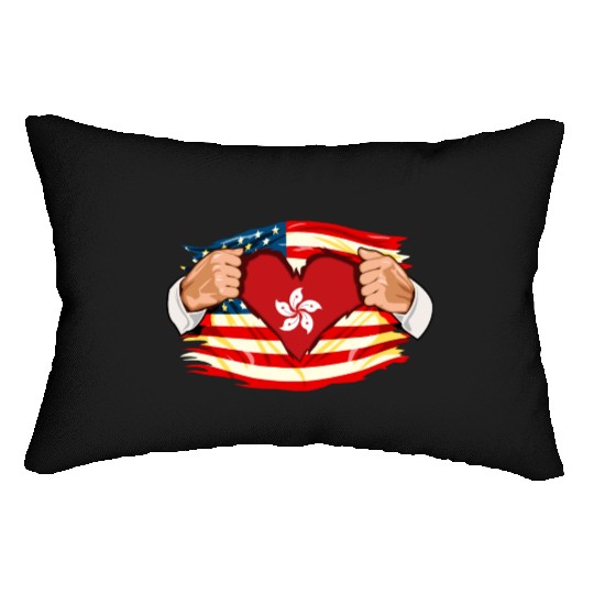 Hong Kongese Who Live in America HongKong Flag Lumbar Pillows