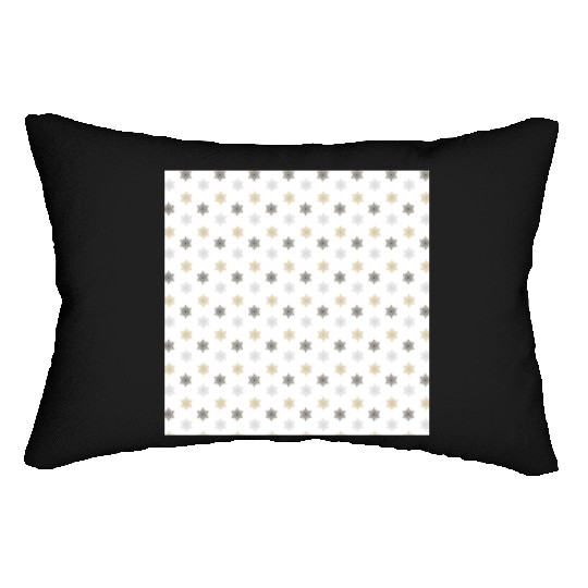 Modern Snowflakes Pattern White Gold Lumbar Pillows