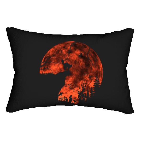 Cat Red Moon trick or treat Bats Forest Halloween Lumbar Pillows