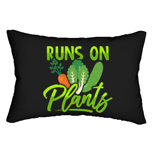 Runs On Plants Plant-Based Vegan Vegetarian Lumbar Pillows