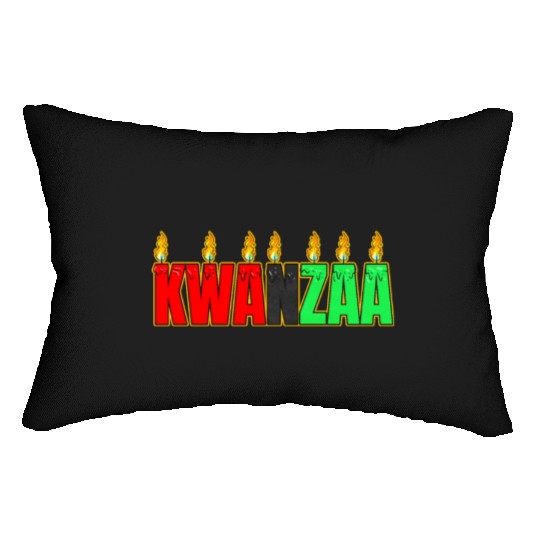 Afro American Candle Kinara Kwanzaa Lumbar Pillows