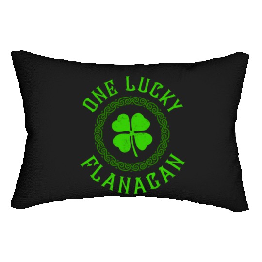 One Lucky Flanagan Irish Family Four Leaf Clover Lumbar Pillows