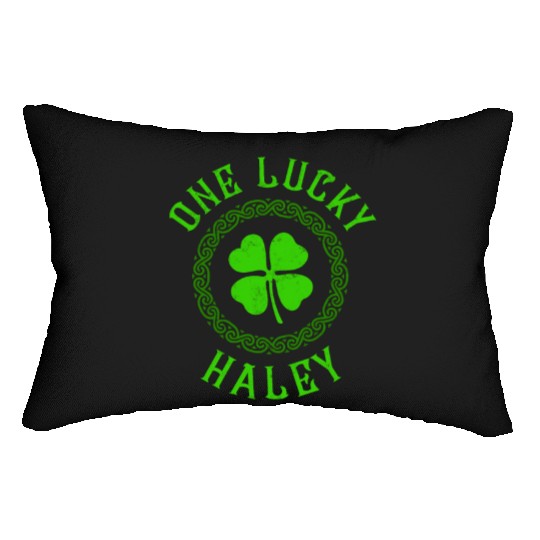 One Lucky Haley Irish Family Four Leaf Clover Lumbar Pillows