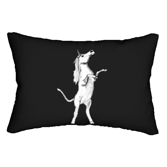 Funny white unicorn Lumbar Pillows