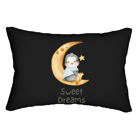 Cute Penguin Moon Sweet Dreams Lumbar Pillows