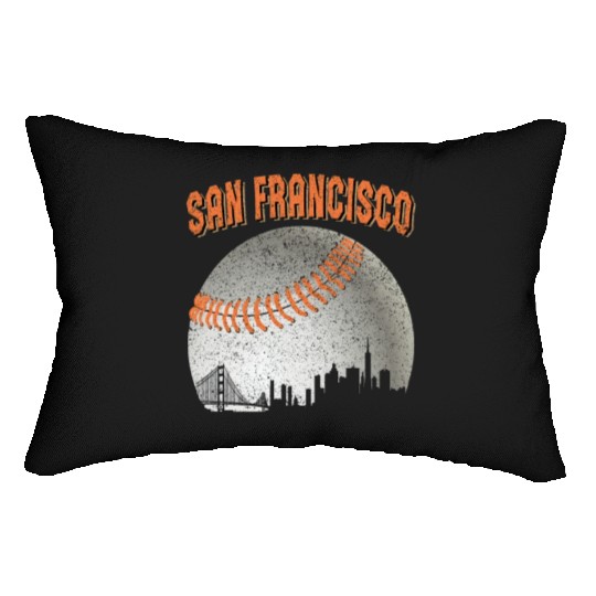 San Francisco Vintage Skyline Baseball For Gameday Lumbar Pillows