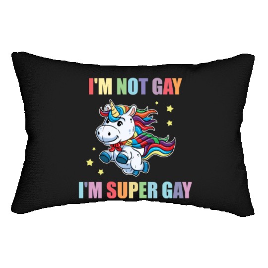 LGBT Funny Rainbow Unicorn Super Gay Lesbian Pride Lumbar Pillows