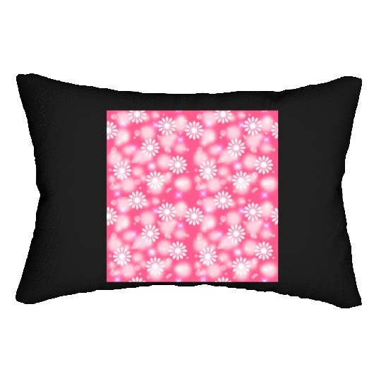 Pink White Snowflakes Pattern Lumbar Pillows