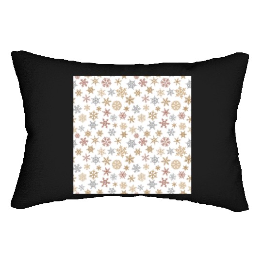 Modern Snowflakes Pattern White Gold Lumbar Pillows