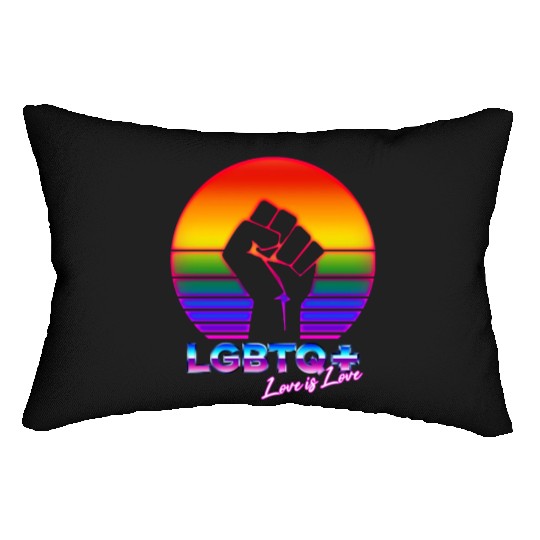 LGBTQ+ Love is Love Pride 80s Sunset Lumbar Pillows