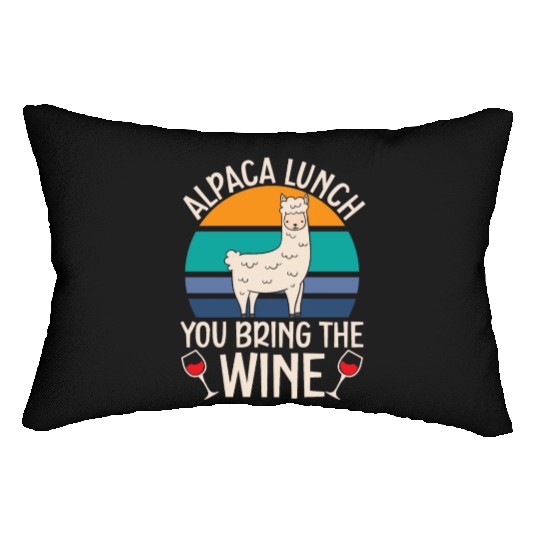 Alpaca Lunch You Bring The Wine Drinker Llama Lumbar Pillows
