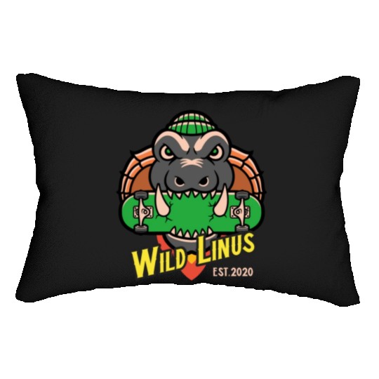Skating Crocodile by Wild Linus Germany Lumbar Pillows