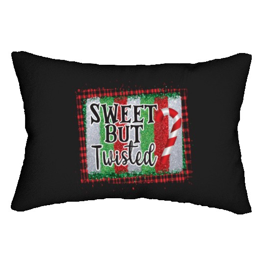 Sweet But Twisted Funny Candy Cane Christmas Lumbar Pillows