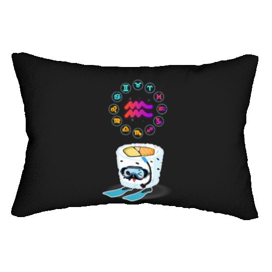 Japanese Sushi Funny Aquarius Zodiac Sushi Lover Lumbar Pillows