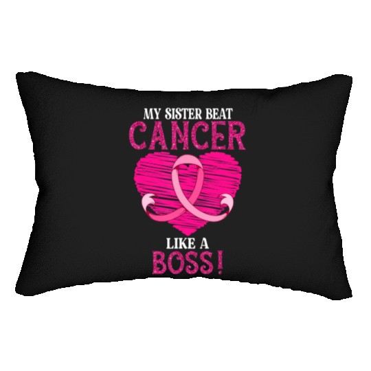 My Sister Beat Breast Cancer Pink Ribbon Lumbar Pillows