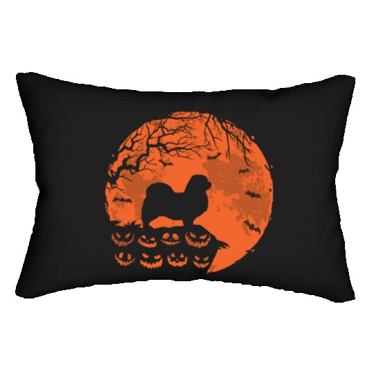Tibetan Spaniel And Moon Halloween Funny Dog Lover Lumbar Pillows