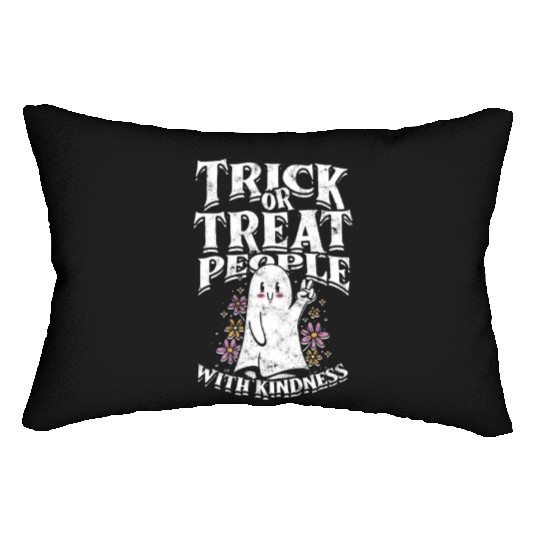 Trick or treat people with kindness - cute ghost Lumbar Pillows