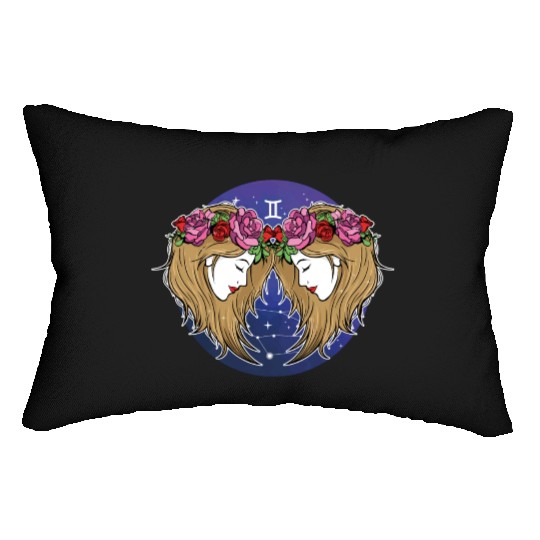 Gemini Zodiac Sign Illustration Art Lumbar Pillows
