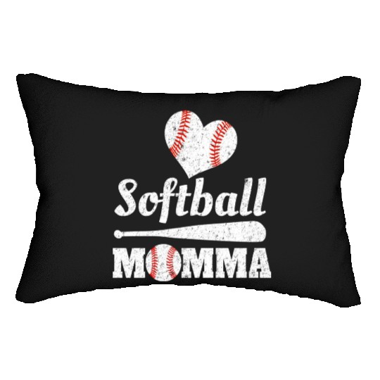 Softball Momma Mother's Day Ball Sports Mom Mommy Lumbar Pillows