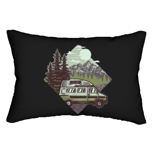 Camping Mountains Wilderness Lumbar Pillows