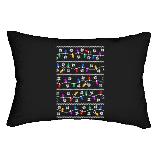 Christmas Garland Lights Retro Pixel Pattern Lumbar Pillows