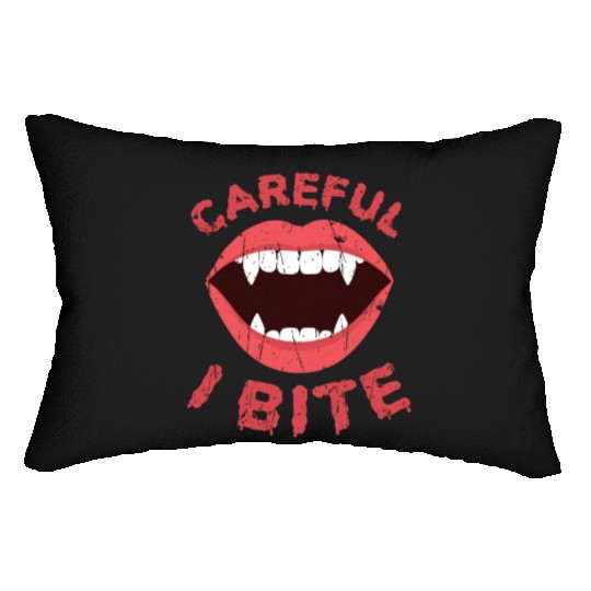 Careful I bite - vampire lover Lumbar Pillows