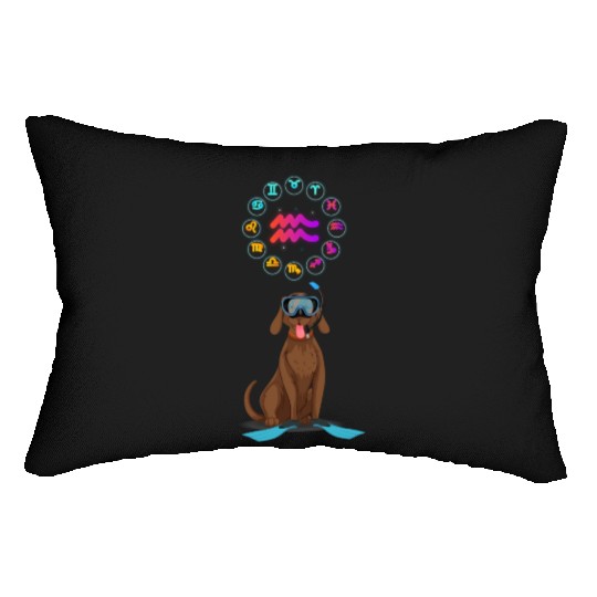 Funny Dog Lover Horoscope Aquarius Zodiac Sign Pun Lumbar Pillows