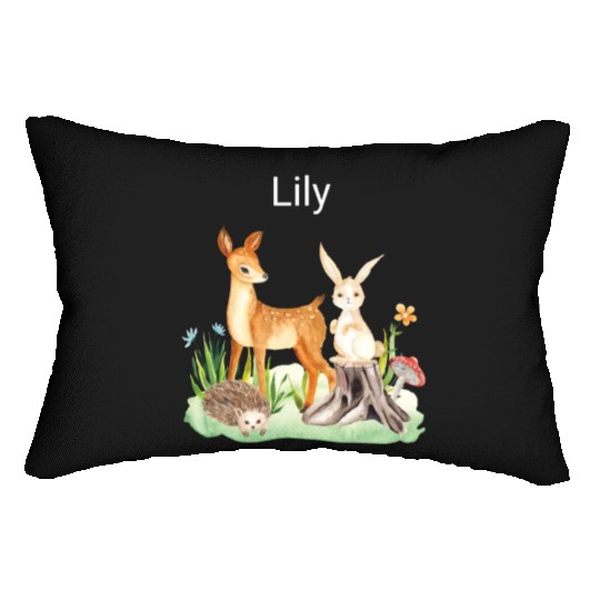 Animal deer rabbit hedgehog Lily Lumbar Pillows