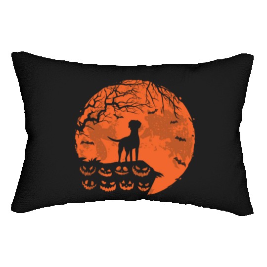 Rhodesian Ridgeback And Moon Halloween Funny Dog Lumbar Pillows