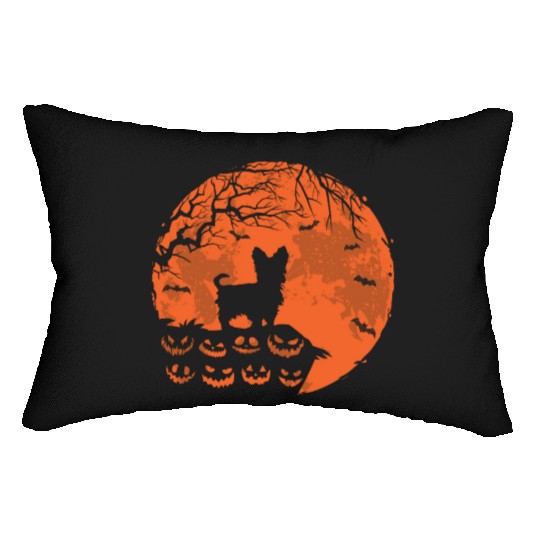 Yorkie Dog And Moon Halloween Funny Dog Lover Gift Lumbar Pillows