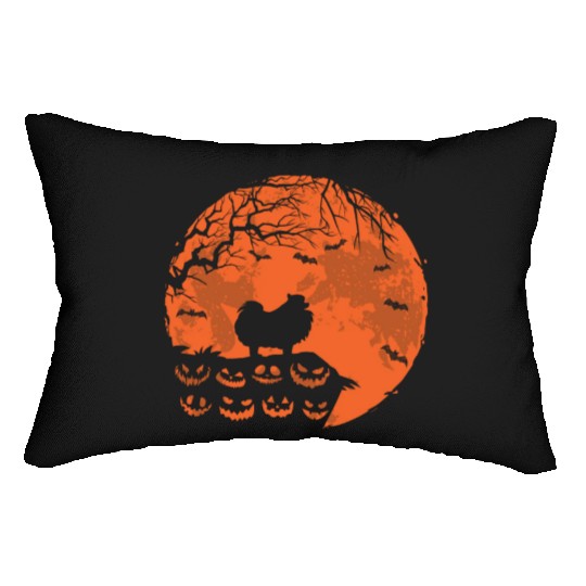 Pomeranian And Moon Halloween Funny Dog Lover Lumbar Pillows