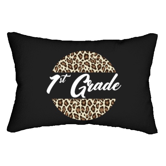 1st Grade Cheetah Print School Teacher Student Lumbar Pillows