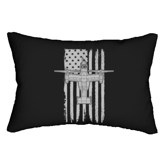V-22 Osprey Military Helicopter American Flag V22 Lumbar Pillows