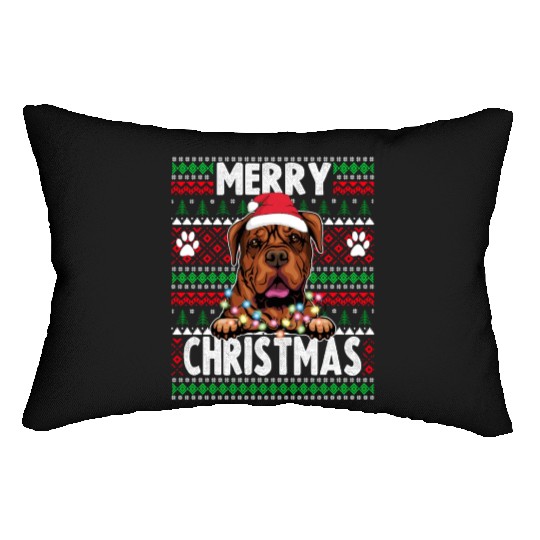 Bordeaux Great Dane Christmas Lights Dog Lovers Xm Lumbar Pillows