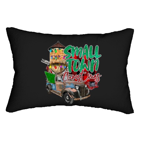 Country Farmer Life Small Town Christmas Red Lumbar Pillows