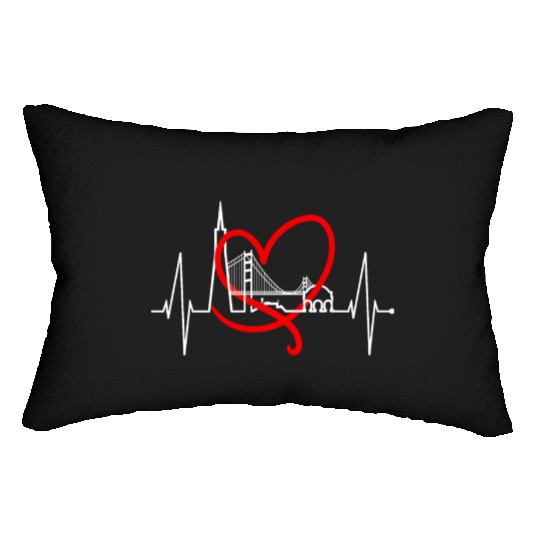 San Francisco Skyline Heartbeat California Lover Lumbar Pillows