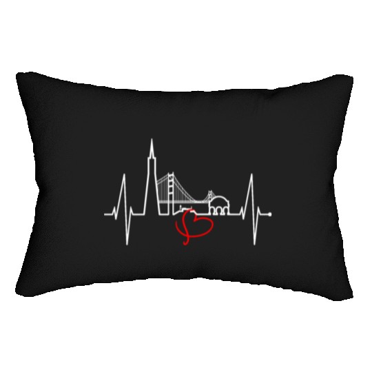 San Francisco Skyline Heartbeat California Lover Lumbar Pillows