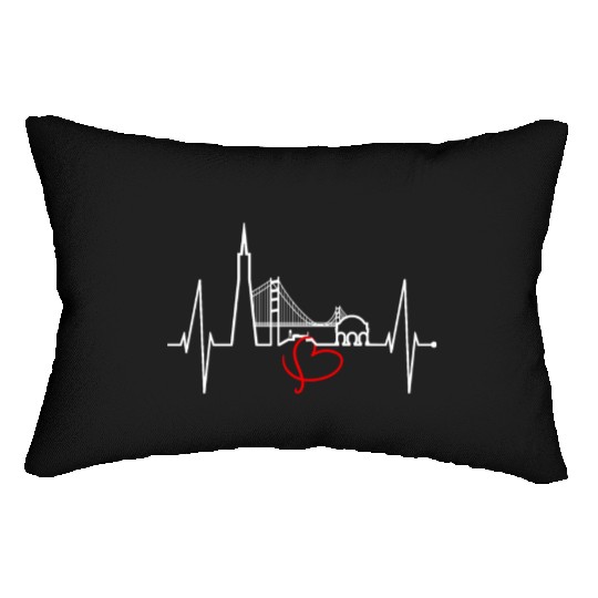 San Francisco Skyline Heartbeat California Lover Lumbar Pillows