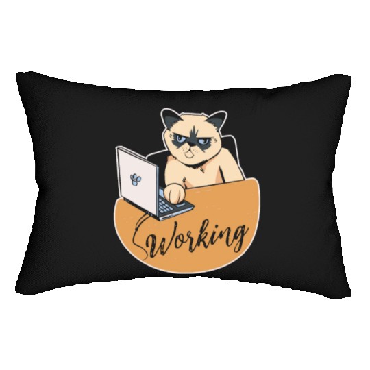 Working Cat Busy Cat Owner Professional Worker Lumbar Pillows