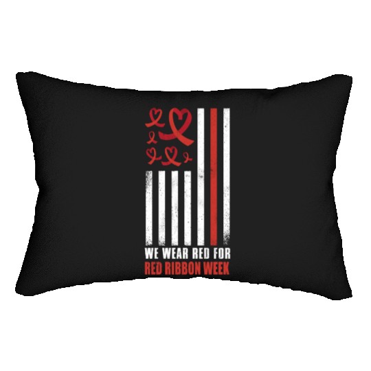 Red Flag Ribbon Heart Week Awareness Wear Red Lumbar Pillows