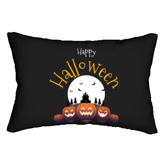 Happy Halloween scary pumpkin head Lumbar Pillows