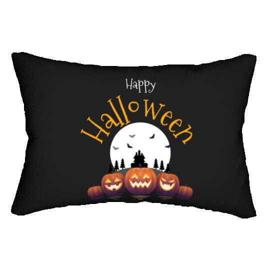 Happy Halloween scary pumpkin head Lumbar Pillows