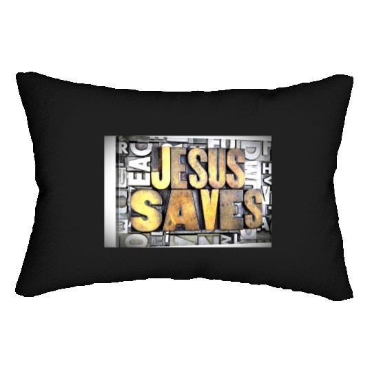 jesus saves Lumbar Pillows