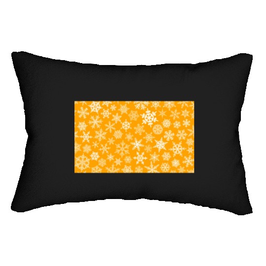 Winter Snowflakes Pattern Orange White Lumbar Pillows