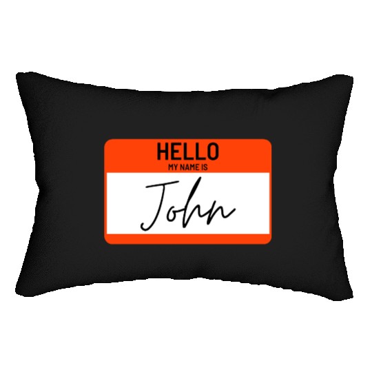 hello my name is john name card Lumbar Pillows