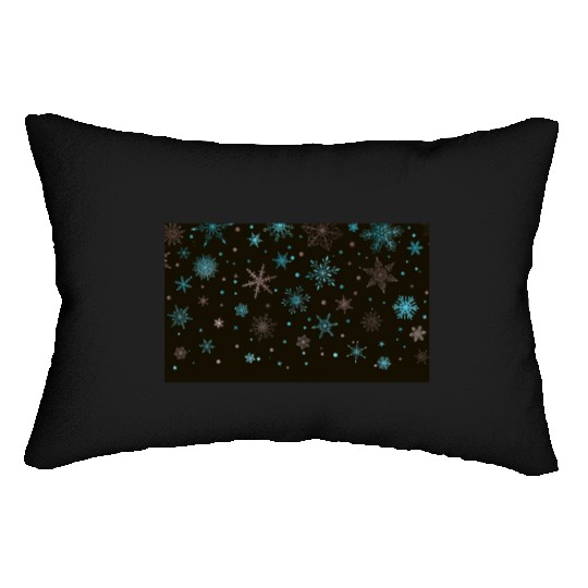 Elegant Snowflakes Black Blue Silver Lumbar Pillows