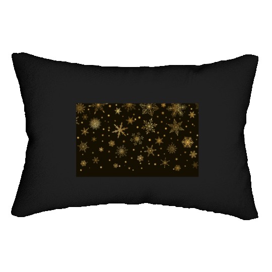 Elegant Black Gold Snowflakes Lumbar Pillows