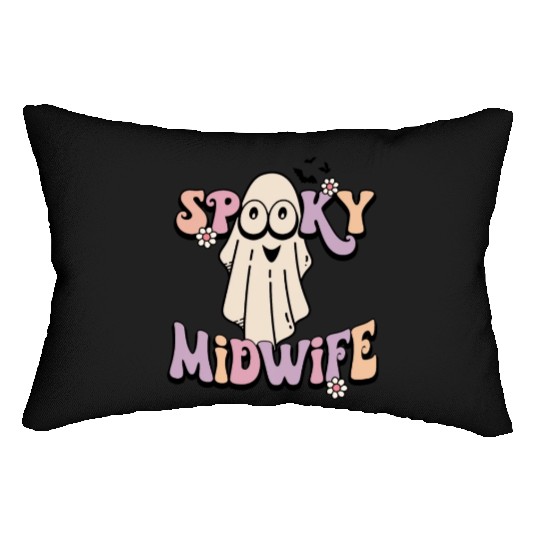 Cute Spooky Midwife Halloween Retro Lumbar Pillows