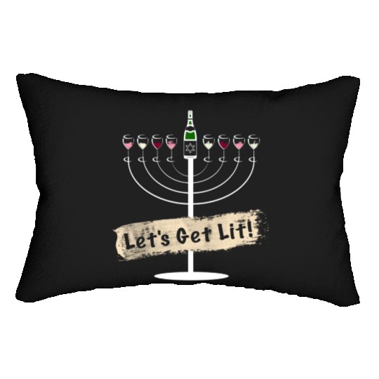 Let's Get Lit Wine Lovers Hanukkah Lumbar Pillows