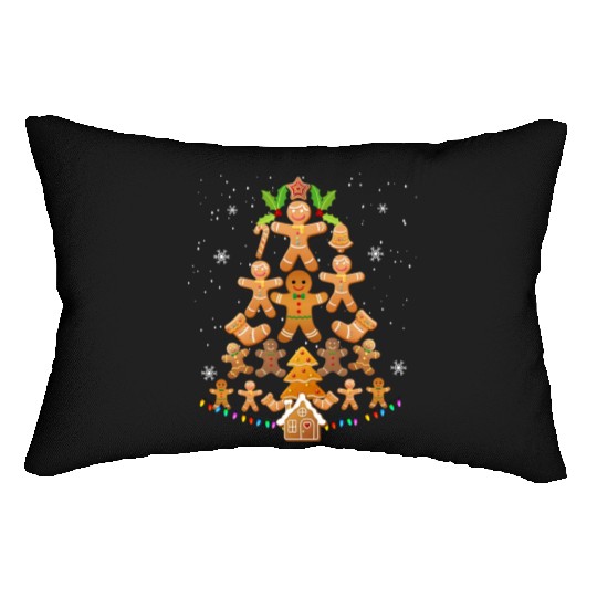 Jolly Gingerbread Christmas Tree Lumbar Pillows Gingerbread